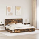 vidaXL Lit de Rangement Chêne fumé 180 x 200 cm Bois d'ingénierie