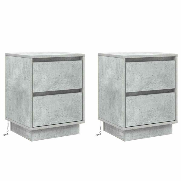 vidaXL Cabinet de chevet 2 Pièces Gris béton 39 x 34 5 x 50 cm