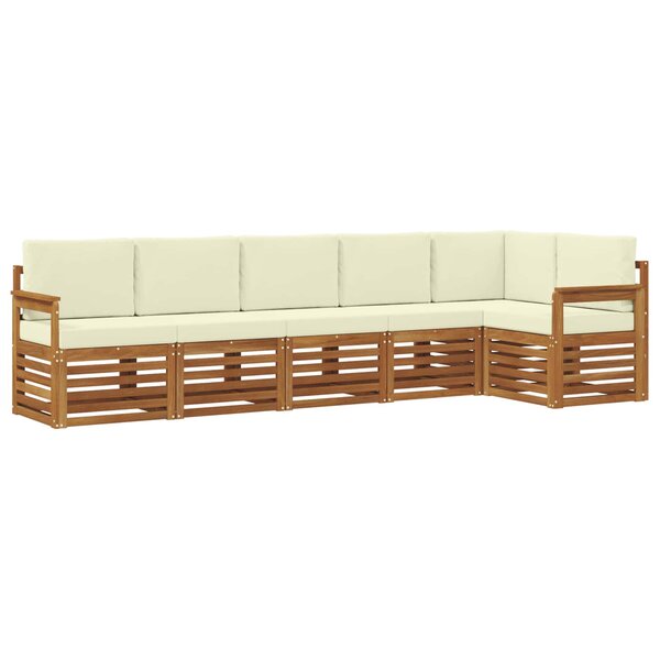 vidaXL Ensemble de canapé d'angle avec coussin 6 Pièces Naturel et Crème