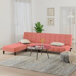 Vidaxl canapé-lit à 2 places avec repose-pied rose velours