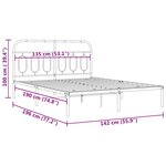 vidaXL Cadre de lit métal sans matelas et tête de lit blanc 135x190 cm