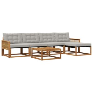 vidaXL Ensemble de canapés d'extérieur 6 Pièces Naturel et gris clair