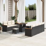 Canapé de Jardin 10 Pièces avec Coussins Noir Rotin Synthétique