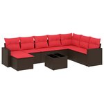 vidaXL Salon de jardin avec coussins 9 Pièces marron résine tressée