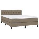 vidaXL Sommier à lattes de lit avec matelas LED Taupe 140x190 cm Tissu