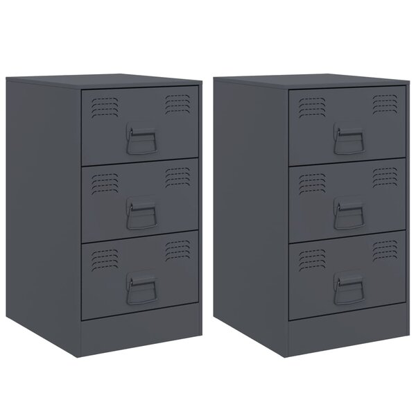vidaXL Tables de chevet 2 Pièces anthracite 34 5x39x62 cm acier