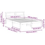 vidaXL Cadre de lit Marron 120 x 190 cm Bois massif en pin
