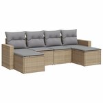 vidaXL Salon de jardin avec coussins 6 Pièces beige résine tressée
