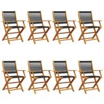vidaXL Chaises de jardin pliantes lot de 8 noir bois d'acacia massif
