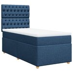 vidaXL Sommier à lattes de lit avec matelas Bleu 100x200 cm Tissu