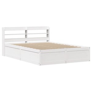 vidaXL Cadre de lit avec tête de lit blanc 135x190 cm bois pin massif