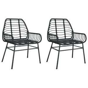 vidaXL Chaises de jardin lot de 2 Noir Résine tressée