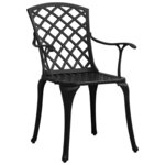vidaXL Chaises de jardin lot de 2 Aluminium coulé Noir