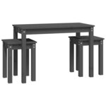 vidaXL Tables gigognes 3 Pièces Gris Bois de pin massif