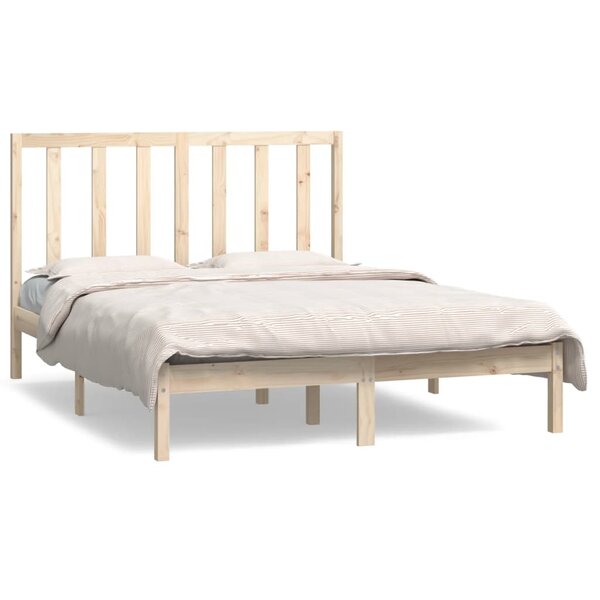 vidaXL Cadre de lit bois de pin massif 135x190 cm double