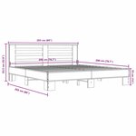 vidaXL Cadre de lit chêne sonoma 200x200 cm bois d'ingénierie et métal