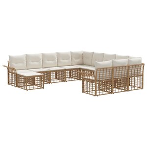 vidaXL Ensemble de canapé de jardin 12 Pièces Blanc Naturel et Crème