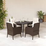 vidaXL Ensemble à manger de jardin 5 Pièces et coussins marron poly rotin