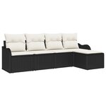 Ensemble de Canapé de Jardin 5 Pièces avec Coussins Rattan Poly Noir