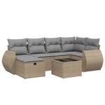 vidaXL Salon de jardin avec coussins 7Pièces mélange beige résine tressée