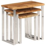 vidaXL Tables gigognes 3 Pièces avec bord vivant bois massif d'acacia