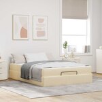 vidaXL Cadre de lit avec matelas avec matelas 2 Pièces Crème tissu