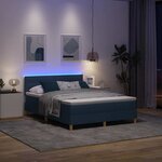 vidaXL Lit à ressort LED avec matelas avec LED Bleu 140 x 190 cm tissu