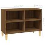 vidaXL Meuble TV avec pieds en bois massif Chêne marron 69 5x30x50 cm