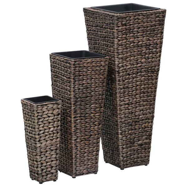 vidaXL Lits surélevés 3 Pièces Jacinthe d'eau Marron foncé