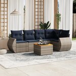 vidaXL Salon de jardin 6 Pièces avec coussins gris résine tressée