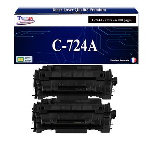 T3AZUR - 2x Toners compatibles avec Canon 724 (3481B002) pour Canon LBP6750DN  LBP6780X  MF512x  MF515x Noir - 6 000p
