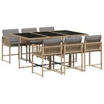 vidaXL Ensemble à manger de jardin coussins 7 Pièces mélange beige rotin