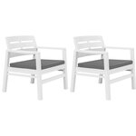 vidaXL Salon de jardin 3 Pièces Plastique Blanc