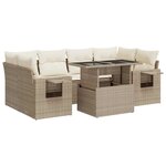 vidaXL Salon de jardin avec coussins 7 Pièces beige résine tressée