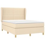 vidaXL Sommier à lattes de lit avec matelas Crème 140x190 cm Tissu