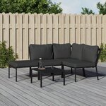 vidaXL Salon de jardin 5 Pièces avec coussins gris acier