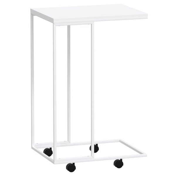 vidaXL Table d'appoint avec roues Blanc 40x30x63 5cm Bois d'ingénierie