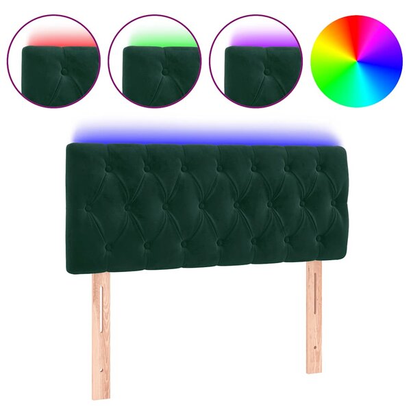 vidaXL Tête de lit à LED Vert foncé 100x7x78/88 cm Velours