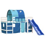 vidaXL Lit mezzanine enfants avec tunnel sans matelas bleu 90x190 cm