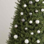 vidaXL Set de boules de Noël avec pic et 300 LED 120Pièces Blanc et gris