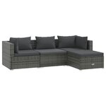 vidaXL Salon de jardin 4 Pièces avec coussins Résine tressée Gris
