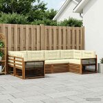 vidaXL Ensemble de canapés d'extérieur 6 Pièces Naturel et Crème