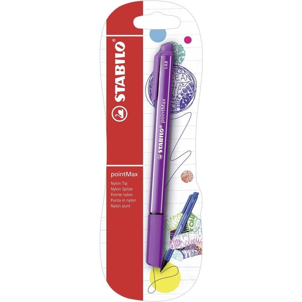 Blister de 1 stylo-feutre stabilo pointmax - llilas x 10 stabilo