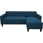 Canapé d'angle fixe 4 places BOB - Tissu marine - Réversible - 197 x 117 x 65 cm