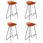vidaXL Chaises de bar lot de 4 marron cuir véritable