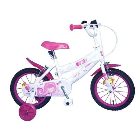 Vélo Enfant fille - 14 - 4/7 ans  - Blanc et rose