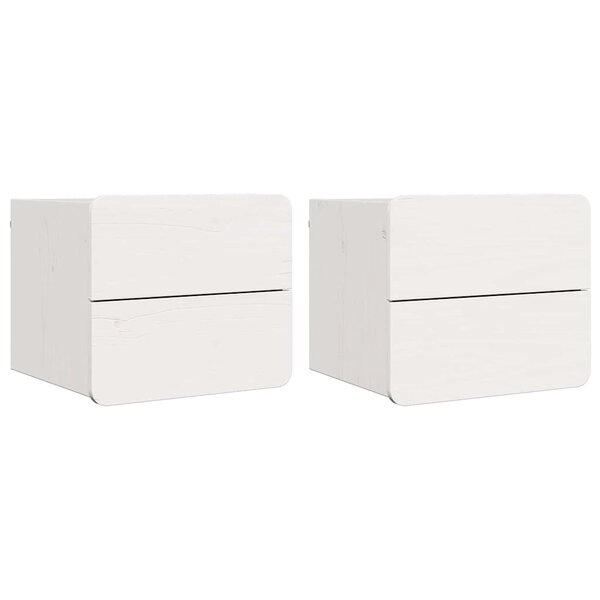 vidaXL Table de chevet 2 Pièces Blanc 39 x 34 x 33 cm Bois de pin massif