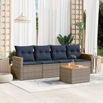 vidaXL Salon de jardin 5 Pièces avec coussins gris résine tressée