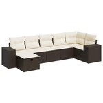 vidaXL Salon de jardin avec coussins 7 Pièces marron résine tressée