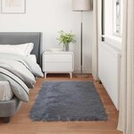 vidaXL Tapis en fausse Tafalla Anthracite 80 x 150 cm Polyester